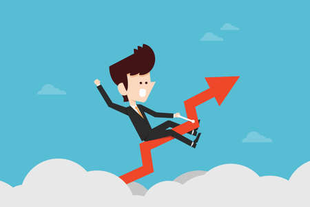 Happy Businessman riding success graphのイラスト素材