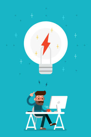 Man thinking big bulb idea.のイラスト素材