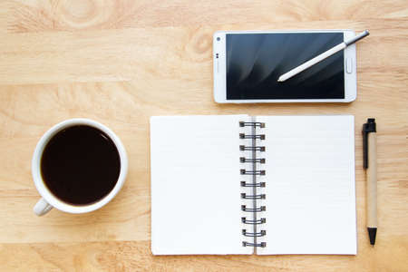 Planning set up on wood blackground.の写真素材