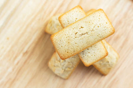 Financiers cake close up.