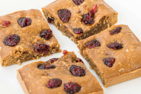 Chocolate brownies with cranberry.の写真素材