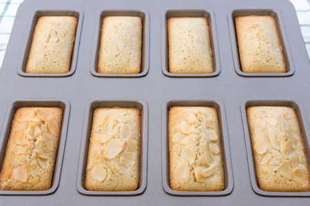 Financier cake in tray.の写真素材