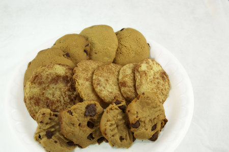 A plate of different types of cookiesの写真素材