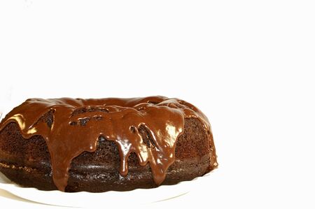 A frosted chocolate bundt cakeの写真素材
