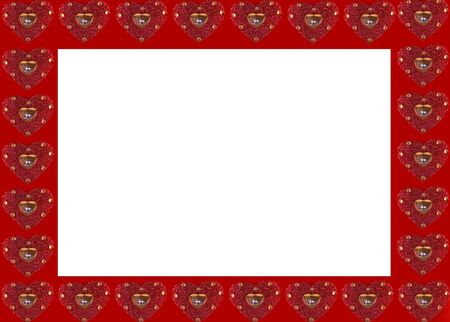 A frame created with glittery red  heartsの写真素材