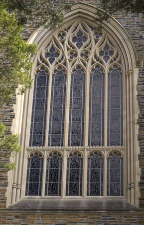An image of an ornate window on a chapel.の写真素材