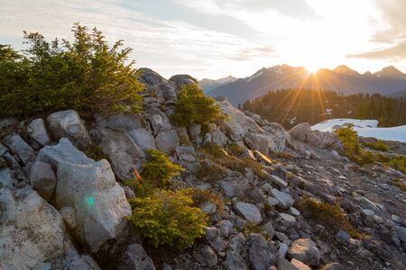 Sunrise in the mountainsの写真素材