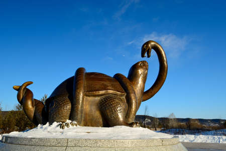 Snake turtle sculptureのeditorial素材