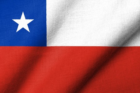 Realistic 3D flag of Chile with fabric texture waving.の写真素材