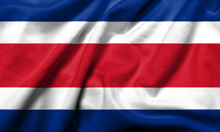Realistic 3D flag of Costa Rica with satin fabric texture.の写真素材