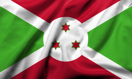 Realistic 3D Flag of Burundi with satin fabric textureの写真素材