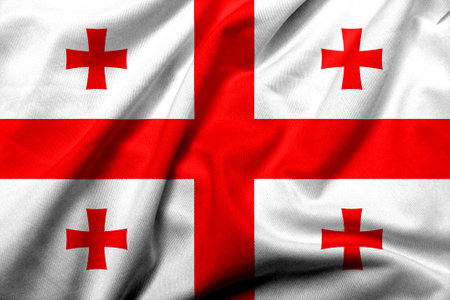 Realistic 3D Flag of Georgia with satin fabric textureの写真素材