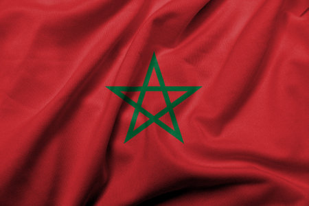 Realistic 3D Flag of Morocco with satin fabric textureの写真素材