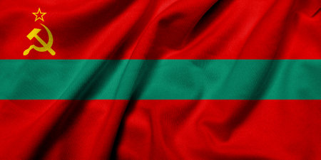 Realistic 3D Flag of Transnistria with satin fabric texture