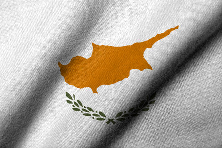 Realistic 3D Flag of Cyprus with fabric texture wavingの写真素材