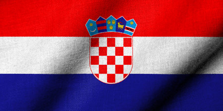 Realistic 3D Flag of Croatia with fabric texture wavingの写真素材