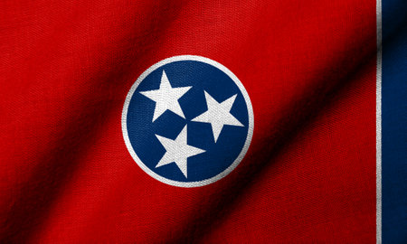 Realistic 3D Flag of Tennessee with fabric texture waving