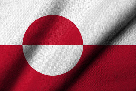 Realistic 3D Flag of Greenland with fabric texture wavingの写真素材