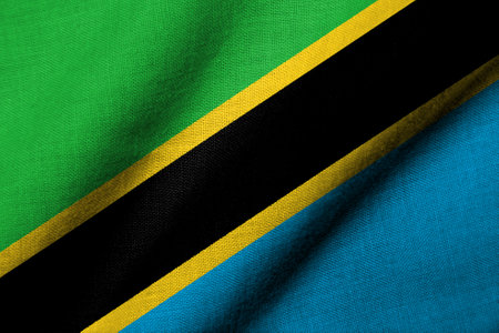 Realistic 3D Flag of Tanzania with fabric texture wavingの写真素材