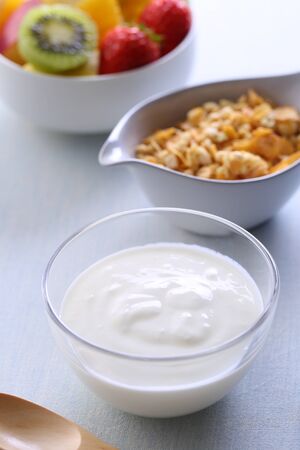 eat yogurt for breakfastの写真素材