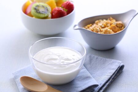eat yogurt for breakfastの写真素材