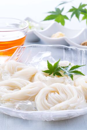 Eating Japanese Noodlesの写真素材