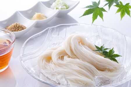 Eating Japanese Noodlesの写真素材