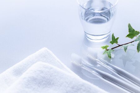 Washbasin toothbrush and towel