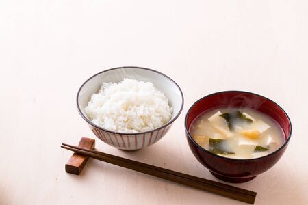 Rice and miso soupの写真素材