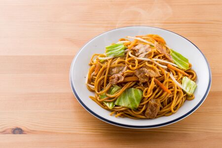 Eat Japanese yakisobaの写真素材
