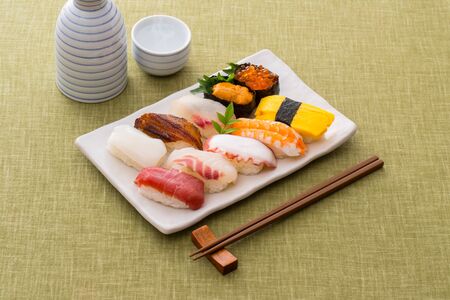 Sushi and Sakeの写真素材