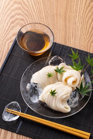 Eating Japanese Noodlesの写真素材
