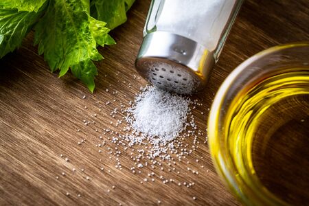 Salt and vegetablesの写真素材