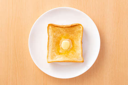 butter toast for breakfastの写真素材