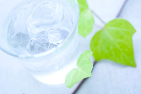 iced plain water in glassの写真素材