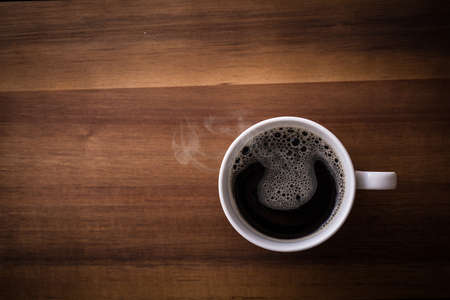 Hot coffee on the tableの写真素材