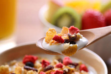 eat yogurt for breakfastの写真素材