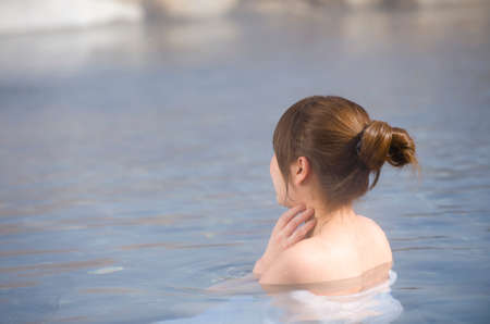 Woman in Japanese hot springs