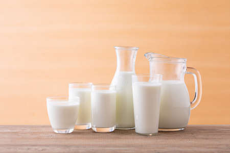 Milk on the tableの写真素材