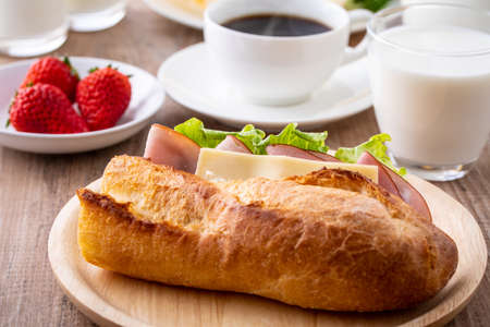 drink milk for breakfastの写真素材