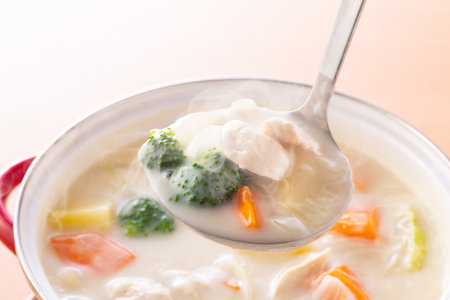 Making Chicken Cream Stewの写真素材