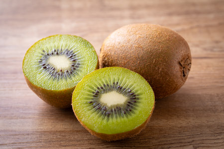 Kiwi fruit on the tableの写真素材