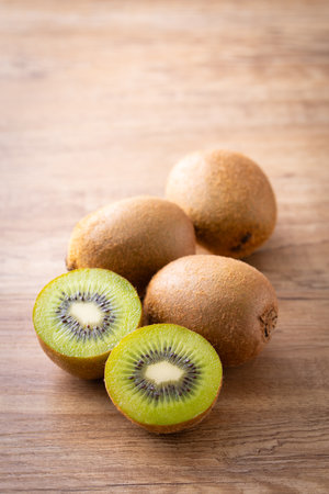 Kiwi fruit on the tableの写真素材