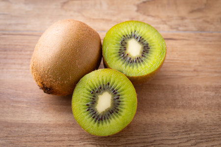 Kiwi fruit on the tableの写真素材