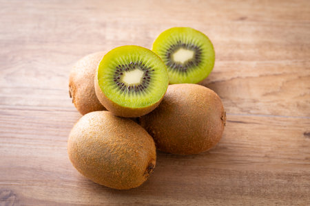 Kiwi fruit on the tableの写真素材