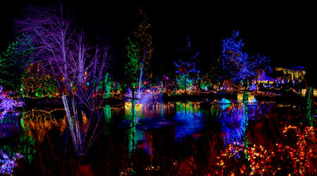 Colorful Christmas light displayの写真素材