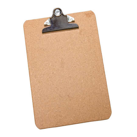 Brown clipboard on white backgroundの写真素材
