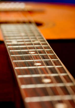 Guitar abstract with strings in focusの写真素材