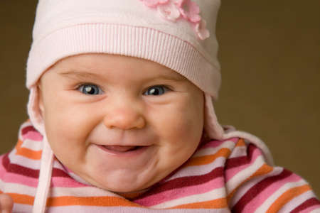 Happy baby girl face expressionの写真素材
