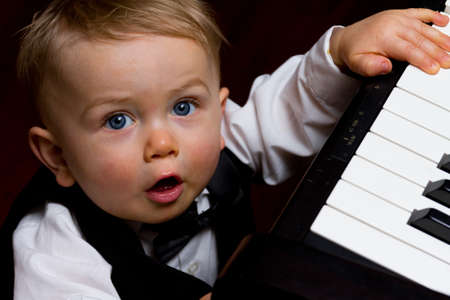 Baby learning musicの写真素材